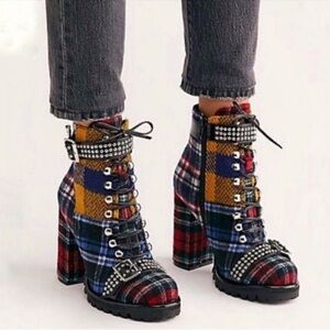 Jeffrey Campbell Lilith Lace Up Plaid Bootie